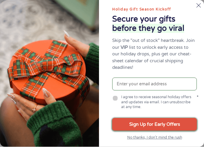 Campaign preview: Early Access Signup: Holiday Gift Season Kickoff