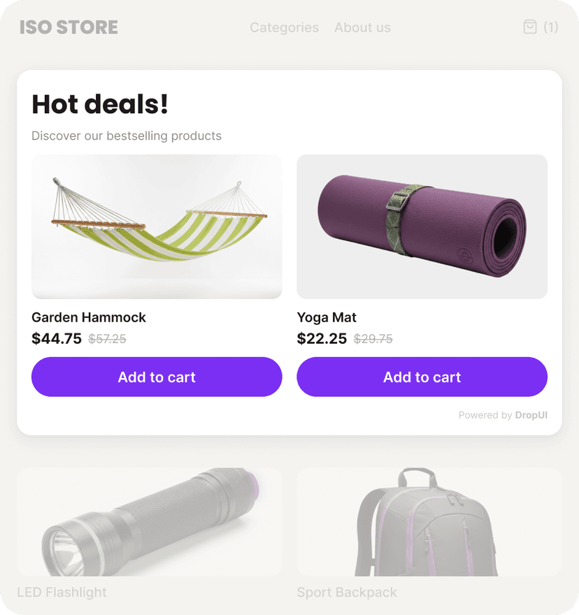Example of embedded store content