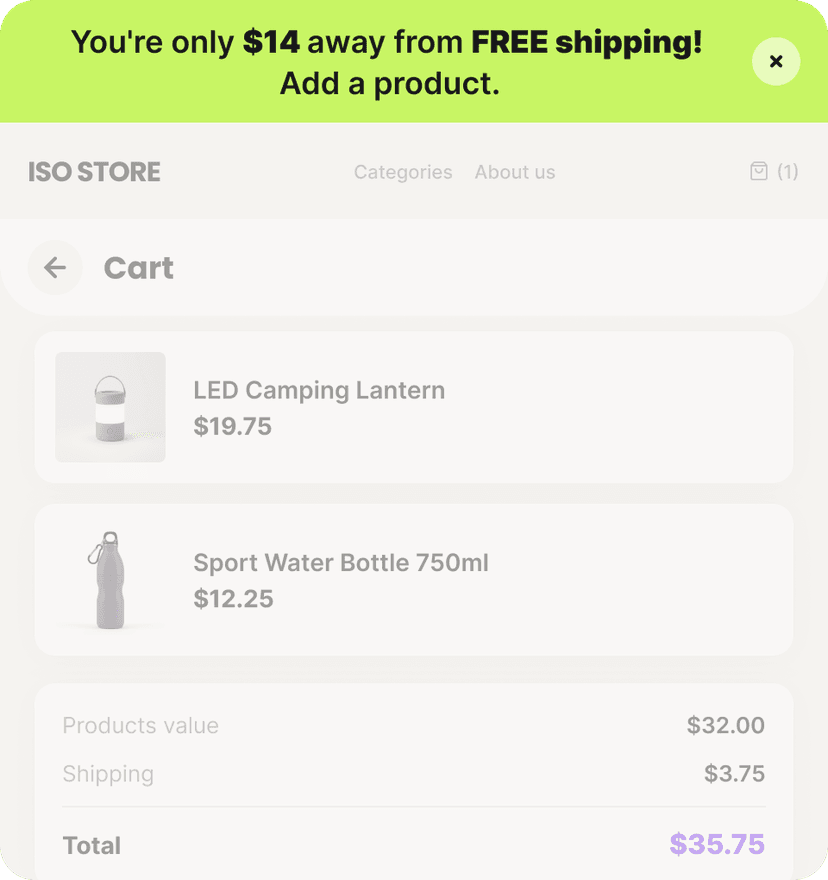 Example of a store bar