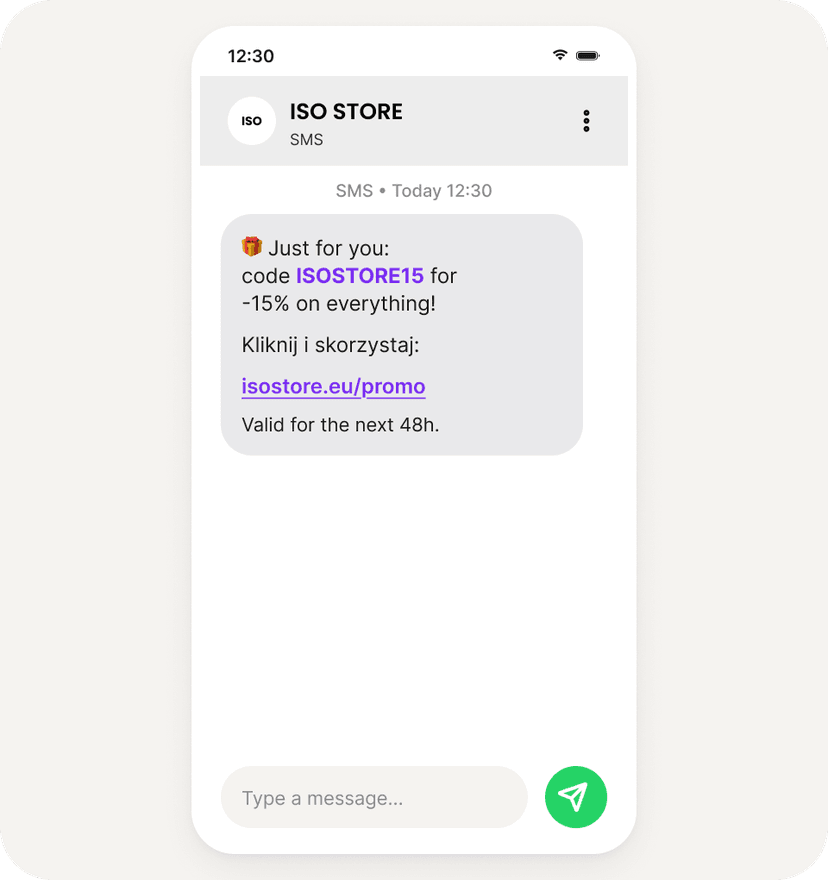 Example of an SMS signup